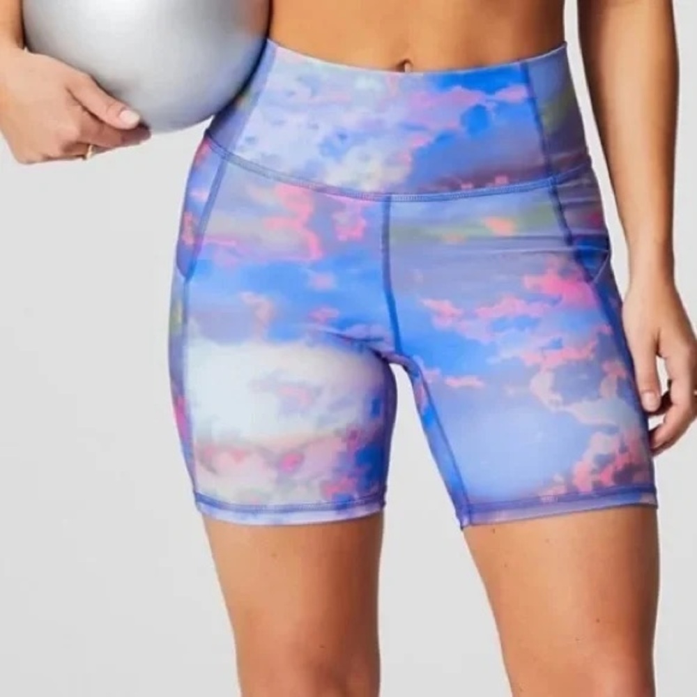 Fabletics Oasis Multicolor High-Waisted Biker Sho… - image 1